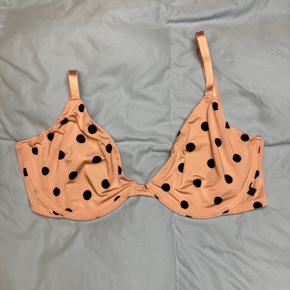 32DDD Victoria's Secret Unlined Demi Bra Polka Dot Tan Black
